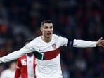 Portugal's forward Cristiano Ronaldo reacts during the UEFA Euro 2024 group J qualification football match between Luxembourg and Portugal