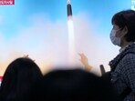 A TV screen shows a file image of North Korea's missile launch during a news program at the Seoul Railway Station in Seoul, South Korea, (AP)