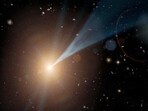 A supermassive blackhole with a jet streaming outward at nearly the speed of light.(Representative image/ Royal Astronomical Society)