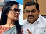 TMP MP Mahua Moitra and multi-billionaire Gautam Adani. TMP MP Mahua Moitra and multi-billionaire Gautam Adani.