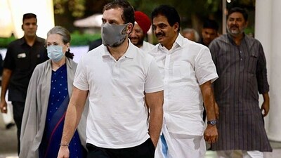 Congress leader Rahul Gandhi along with CPP chairperson Sonia Gandhi arrives for a meeting of Leaders of opposition parties at party president Mallikarjun Kharge's residence in New Delhi on Monday. (AICC Twitter) Congress leader Rahul Gandhi along with CPP chairperson Sonia Gandhi arrives for a meeting of Leaders of opposition parties at party president Mallikarjun Kharge's residence in New Delhi on Monday. (AICC Twitter)