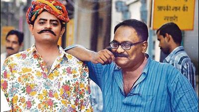 Actor Gajraj Rao with late filmmaker Pradeep Sarkar on a film set. Actor Gajraj Rao with late filmmaker Pradeep Sarkar on a film set.