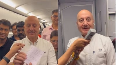 Anupam Kher was honoured and praised onboard a flight recently. Anupam Kher was honoured and praised onboard a flight recently.