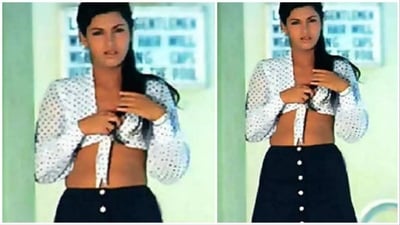 Dimple Kapadia in Bobby: Dimple Kapadia's sultry retro appearance in a white polka-dotted tie-up blouse and button detailing mini A-line skirt became a huge rage among the teenage girls of the 70s. (Pinterest) Dimple Kapadia in Bobby: Dimple Kapadia's sultry retro appearance in a white polka-dotted tie-up blouse and button detailing mini A-line skirt became a huge rage among the teenage girls of the 70s. (Pinterest)