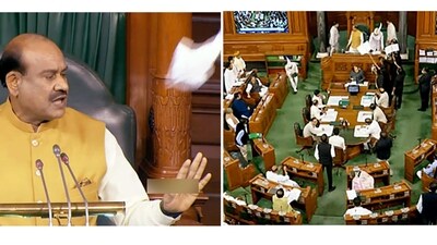 Opposition MPs protest inside Lok Sabha which led to adjournment of the House on Monday. Opposition MPs protest inside Lok Sabha which led to adjournment of the House on Monday.