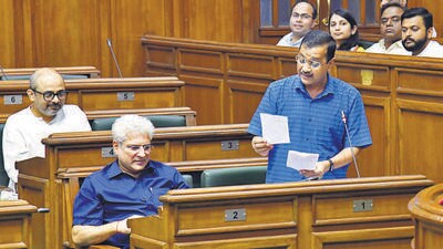 Delhi chief minister Arvind Kejriwal speaks during the Budget Session of the Delhi Assembly in New Delhi on Monday. (HT Photo) Delhi chief minister Arvind Kejriwal speaks during the Budget Session of the Delhi Assembly in New Delhi on Monday. (HT Photo)