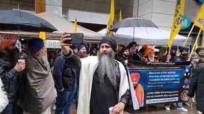 Protestors outside India’s consulate in Toronto, Canada on Saturday. (Supplied photo)