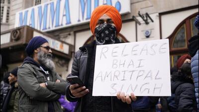 Protestors outside the Indian High Commission in London on March 22. (AP) Protestors outside the Indian High Commission in London on March 22. (AP)