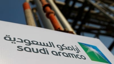 FILE PHOTO: Saudi Aramco logo is pictured at the oil facility in Abqaiq, Saudi Arabia October 12, 2019. REUTERS/Maxim Shemetov/File Photo (REUTERS)