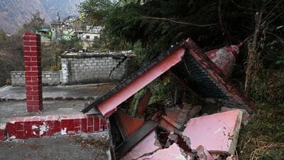 Under the Centre’s ₹12,000 crore Char Dham roads project, the Helang-Marwari bypass, which is being built some 13km from Joshimath at its foothill, aims to shorten the distance to the Badrinath shrine by 30km. (REUTERS) Under the Centre’s ₹12,000 crore Char Dham roads project, the Helang-Marwari bypass, which is being built some 13km from Joshimath at its foothill, aims to shorten the distance to the Badrinath shrine by 30km. (REUTERS)