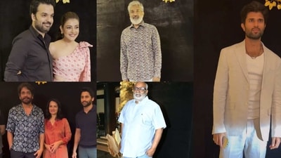 Celebs at Ram Charan's 38th birthday party in Hyderabad. (Viral Bhayani/ Varinder Chawla) Celebs at Ram Charan's 38th birthday party in Hyderabad. (Viral Bhayani/ Varinder Chawla)