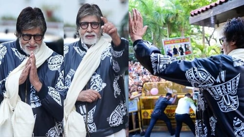 Amitabh posted a bunch of photos in which he was seen wearing a ‘homemade sling’. Amitabh posted a bunch of photos in which he was seen wearing a ‘homemade sling’.