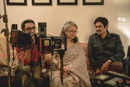 Jatin with Sharmila Tagore on the sets of Gulmohar. Jatin with Sharmila Tagore on the sets of Gulmohar.