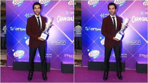 Rajkummar Rao poses with his award at OTTPlay Changemakers Awards 2023. (HT Photo/Varinder Chawla) Rajkummar Rao poses with his award at OTTPlay Changemakers Awards 2023. (HT Photo/Varinder Chawla)