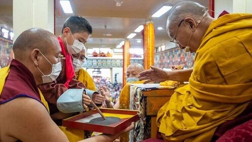 The 14th Dalai Lama with the Tenth Khalkha Jetsun Dhanoa Rinpoche in Dharamshala. The 14th Dalai Lama with the Tenth Khalkha Jetsun Dhanoa Rinpoche in Dharamshala.