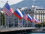 National flags of the US and Russia National flags of the US and Russia