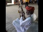 Folk musician plays Sidhu Moosewala's song.