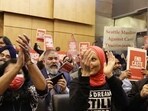 Seattle: People react to the passing of an ordinance to add caste to Seattle’s anti-discrimination laws. Seattle: People react to the passing of an ordinance to add caste to Seattle’s anti-discrimination laws.