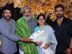 Chiranjeevi has shared pictures from Ram Charan's birthday bash. Chiranjeevi has shared pictures from Ram Charan's birthday bash.