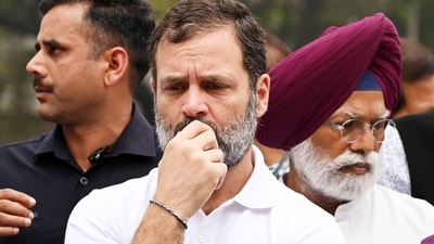 Former Congress MP Rahul Gandhi at Parliament House complex in New Delhi, (Sanjeev Verma/HT) Former Congress MP Rahul Gandhi at Parliament House complex in New Delhi, (Sanjeev Verma/HT)
