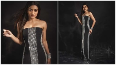 The bubbly and beautiful Rashmika Mandanna recently attended the Bollywood Hungama Style Icons Awards 2023 wearing a stunning black figure-grasping dress featuring bling detailing. (Instagram/@rashmika_mandanna) The bubbly and beautiful Rashmika Mandanna recently attended the Bollywood Hungama Style Icons Awards 2023 wearing a stunning black figure-grasping dress featuring bling detailing. (Instagram/@rashmika_mandanna)