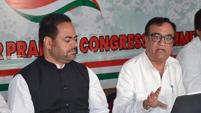 Former Union minister and senior Congress leader Ajay Maken addressing a press conference in Jammu on Tuesday. Also seen party’s J&K chief Vikar Rasool Wani (left). (ANI) Former Union minister and senior Congress leader Ajay Maken addressing a press conference in Jammu on Tuesday. Also seen party’s J&K chief Vikar Rasool Wani (left). (ANI)