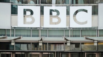 File photo shows the BBC sign outside the entrance to the headquarters of the publicly-funded British media organisation in London, on July 19, 2017. (AP Photo/Frank Augstein, File)