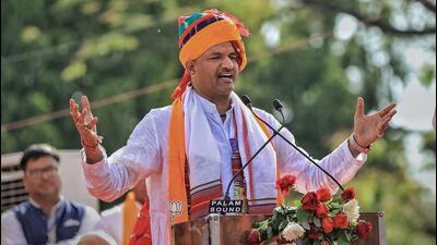 Newly appointed Rajasthan BJP president CP Joshi addresses party workers in Jaipur on Monday. (PTI Photo) Newly appointed Rajasthan BJP president CP Joshi addresses party workers in Jaipur on Monday. (PTI Photo)