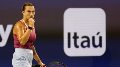 Aryna Sabalenka reacts after winning a point against Barbora Krejcikova (USA TODAY Sports)