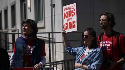 People attend a rally to protest gun violence in Nashville, Tennessee on March 28, 2023, following a school shooting, where three students and three staff members were killed on March 27. (AFP) People attend a rally to protest gun violence in Nashville, Tennessee on March 28, 2023, following a school shooting, where three students and three staff members were killed on March 27. (AFP)