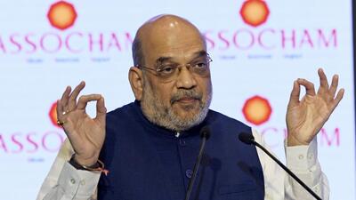 Union home minister Amit Shah on Tuesday that said Jammu and Kashmir’s policies and law and order situation are worthy of making investment and asked industrialists to pay attention to it. (ANI Photo) Union home minister Amit Shah on Tuesday that said Jammu and Kashmir’s policies and law and order situation are worthy of making investment and asked industrialists to pay attention to it. (ANI Photo)
