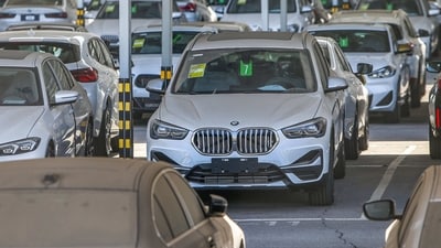 Newly-produced cars at a BMW factory in Shenyang in China. (AFP)