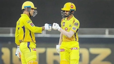 Ruturaj Gaikwad batting with MS Dhoni in IPL for CSK. (Getty Images)