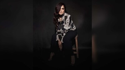 Richa Chadha's outfit comprises an embellished jacket, a black lace bralette and loose-fit trousers. (Instagram/@therichachadha) Richa Chadha's outfit comprises an embellished jacket, a black lace bralette and loose-fit trousers. (Instagram/@therichachadha)