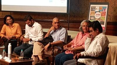 (From left) Gayatri Nair, Ganesh Nakhawa, Naresh Fernandes (moderator), Anita Yewale, and Parag Tandel participating in a discussion on Kolis, Mumbai’s original inhabitants, held at Asiatic Library. This was part of the “Uncovering Urban Legacies” series conducted by Avid Learning, Tarq and the Asiatic Society. (From left) Gayatri Nair, Ganesh Nakhawa, Naresh Fernandes (moderator), Anita Yewale, and Parag Tandel participating in a discussion on Kolis, Mumbai’s original inhabitants, held at Asiatic Library. This was part of the “Uncovering Urban Legacies” series conducted by Avid Learning, Tarq and the Asiatic Society.
