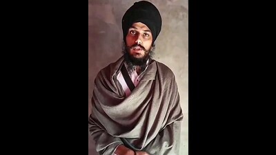A video grab from a recently surfaced video of Waris Punjab De chief Amritpal Singh. (PTI)
