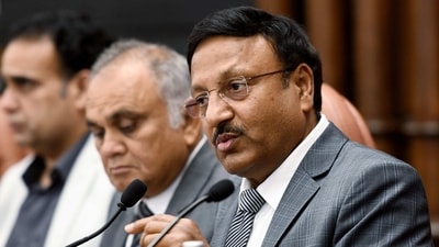 CEC Rajiv Kumar at a press conference while announcing Karnataka election dates. (ANI) CEC Rajiv Kumar at a press conference while announcing Karnataka election dates. (ANI)