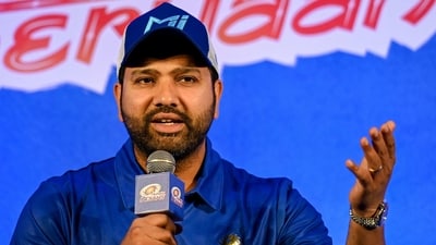 Mumbai Indians' cricket team captain Rohit Sharma speaks during a news conference in Mumbai on March 29, 2023. (Photo by Punit PARANJPE / AFP) / IMAGE RESTRICTED TO EDITORIAL USE - STRICTLY NO COMMERCIAL USE (AFP) Mumbai Indians' cricket team captain Rohit Sharma speaks during a news conference in Mumbai on March 29, 2023. (Photo by Punit PARANJPE / AFP) / IMAGE RESTRICTED TO EDITORIAL USE - STRICTLY NO COMMERCIAL USE (AFP)