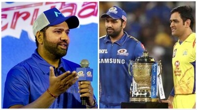Rohit Sharma opened up about MS Dhoni's retirement rumours during the recently concluded IPL pre-season press conference (PTI-Getty Images)
