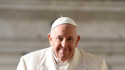 Pope Francis stands during a general audience at St Peter's Square, Vatican City, March, 29. (via REUTERS)