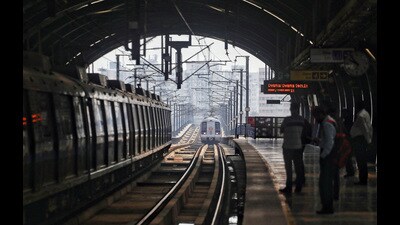 Passengers wait at a station on the Blue line. (ANI)