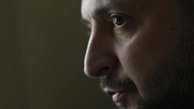 Russia-Ukraine War: Ukrainian President Volodymyr Zelensky during an interview. (AP) Russia-Ukraine War: Ukrainian President Volodymyr Zelensky during an interview. (AP)
