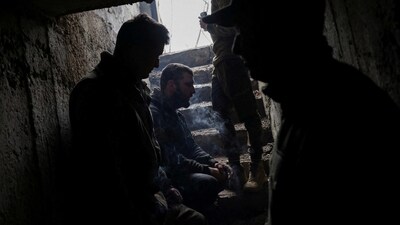 Russia-Ukraine War: A Ukrainian tank unit crew takes cover and waits for shelling to cease in a bunker near Bakhmut, in the eastern Donetsk region, Ukraine. (Reuters)