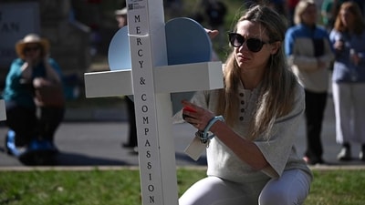 "You know, we know the names of the victims. We've seen the initial footage of the attack. Three children -- three children dead, all just nine years old, including the daughter of the pastor. Three members of the staff -- the school custodian, a substitute teacher, and the head of school," Biden added. (AFP) "You know, we know the names of the victims. We've seen the initial footage of the attack. Three children -- three children dead, all just nine years old, including the daughter of the pastor. Three members of the staff -- the school custodian, a substitute teacher, and the head of school," Biden added. (AFP)