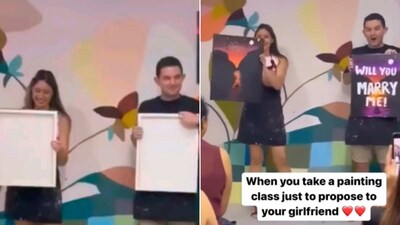 The image shows the man who took a painting class to propose to his partner. (Instagram/@fleurdelisgiftandhome) The image shows the man who took a painting class to propose to his partner. (Instagram/@fleurdelisgiftandhome)