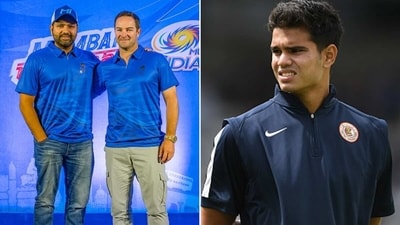 Rohit Sharma and Mark Boucher's bouncers on Arjun Tendulkar left everyone scratching their heads. (Mumbai Indians/Getty) Rohit Sharma and Mark Boucher's bouncers on Arjun Tendulkar left everyone scratching their heads. (Mumbai Indians/Getty)