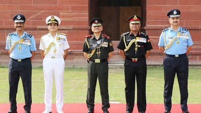 File photo of Gen Anil Chauhan taking over as India's second Chief of Defence Staff.