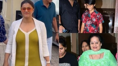 Kajol and family attend Ajay Devgn's Bholaa screening in Mumbai. (Varinder Chawla) (Varinder Chawla) Kajol and family attend Ajay Devgn's Bholaa screening in Mumbai. (Varinder Chawla) (Varinder Chawla)