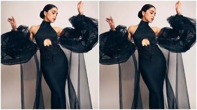 Sharvari added more oomph to her look with dramatic tulle sleeves featuring a shrug detail. “Did someone call the fluffmaster,” Sharvari captioned her pictures. (Instagram/@sharvari) Sharvari added more oomph to her look with dramatic tulle sleeves featuring a shrug detail. “Did someone call the fluffmaster,” Sharvari captioned her pictures. (Instagram/@sharvari)