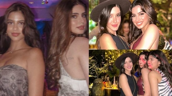 Suhana Khan, Khushi Kapoor, Anjini Dhawan and Shanaya Kapoor at Tania Shroff's birthday party in Mumbai.